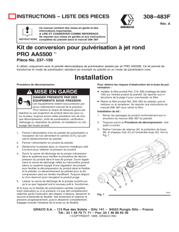 Graco 308483a , Kit de conversion pour pulvérisation à jet rond PRO AA5500 Manuel du propriétaire | Fixfr