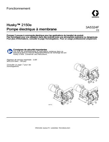 Graco 3A5324F, Pompe électrique à membrane Husky™ 2150e, Fonctionnement, Français Manuel du propriétaire | Fixfr