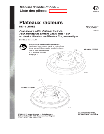 Graco 308049p , Plateaux racleurs Manuel du propriétaire | Fixfr