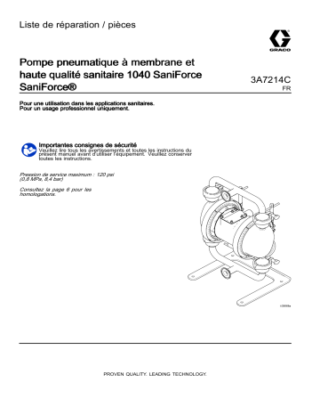 Graco 3A7214C, Pompe pneumatique à membrane et haute qualité sanitaire 1040 SaniForce SaniForce®, Liste de réparation / pièces Manuel du propriétaire | Fixfr