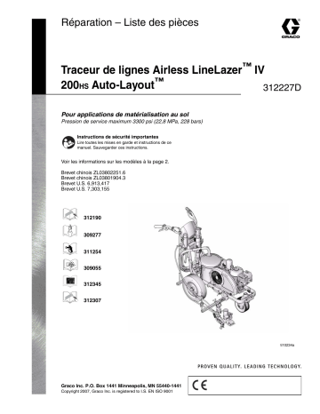 Graco 312227D LineLazer™ IV 200HS Auto-Layout™ Airless Linestriper System, Repair - Parts List Manuel du propriétaire | Fixfr