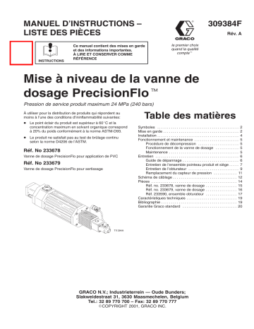 Graco 309384a , Mise à niveau de la vanne de dosage PrecisionFlo Manuel du propriétaire | Fixfr