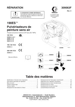 Graco 309063c , Réparation Pulvérisateurs de peinture sans air 190ES Manuel du propriétaire