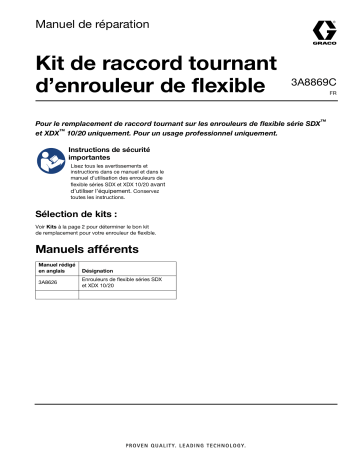 Graco 3A8869C, Kit de raccord tournant d’enrouleur de flexible manuel, français Manuel du propriétaire | Fixfr