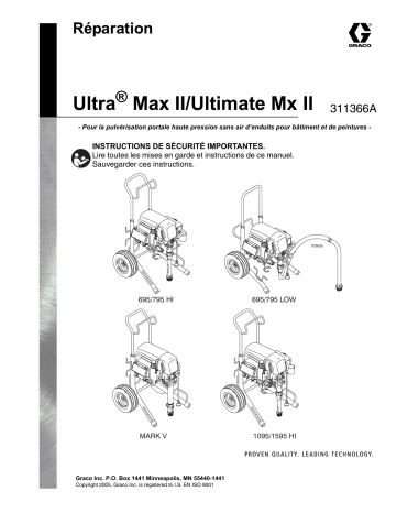 Graco 311366a Ultra Max II/Ultimate Mx II Repair Manuel du propriétaire | Fixfr