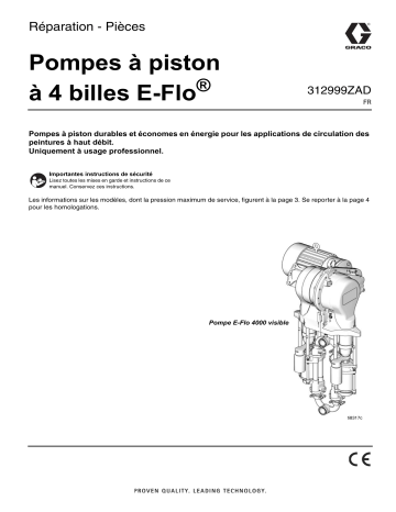 Graco 312999ZAD - Pompes à piston à E-Flo, Réparation - Pièces, Français Manuel du propriétaire | Fixfr