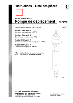 Graco 307430r , Pompe de déplacement Manuel du propriétaire