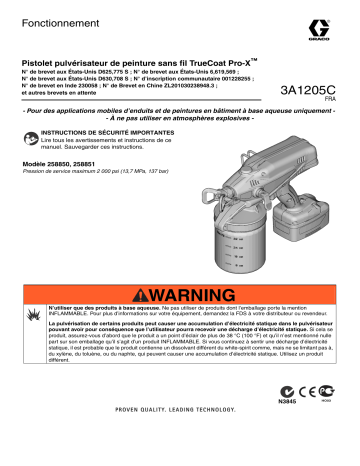 Graco 3A1205C - TrueCoat Pro-X Cordless Paint Gun Manuel du propriétaire | Fixfr