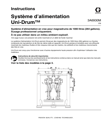 Graco 3A6930M, Système d’alimentation Uni-Drum Mode d'emploi | Fixfr
