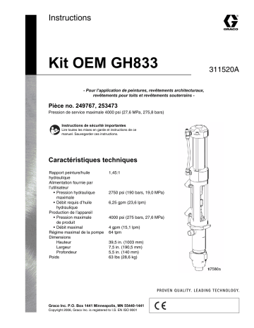 Graco 311520A, GH833 OEM Kit Mode d'emploi | Fixfr