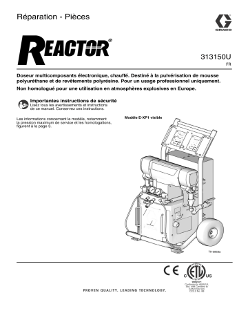 Graco 313150U - Reactor, Electric Proportioners, Repair-Parts Manuel du propriétaire | Fixfr