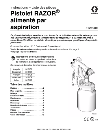 Graco 312108E - RAZOR Siphon Feed Gun Manuel du propriétaire | Fixfr