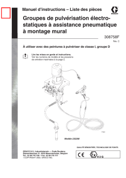 Graco 308758c , Groupes de pulvérisation électrostatiques à assistance pneumatique à montage mural Manuel du propriétaire