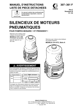 Graco 307361C Air Motor Mufflers for Monark and President Air Motors Mode d'emploi