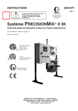 Graco 309107a , Système PRECISIONMIX II 3K Manuel du propriétaire