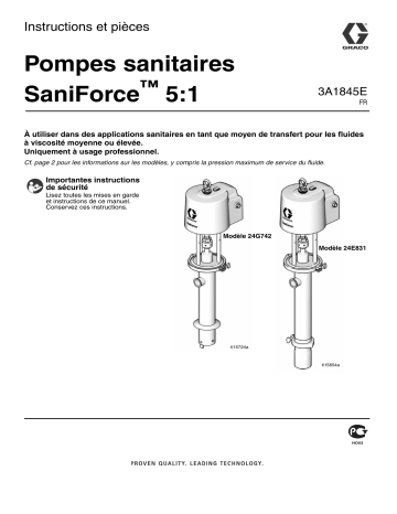 Graco 3A1845E, SaniForce 5:1 Sanitary Pumps Mode d'emploi | Fixfr