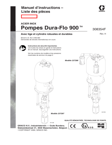 Graco 308354h , Pompes Dura-Flo 900 Manuel du propriétaire | Fixfr