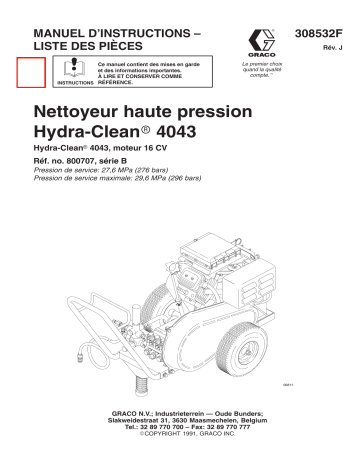 Graco 308532j , Nettoyeur haute pression Hydra-Clean 4043 Manuel du propriétaire | Fixfr