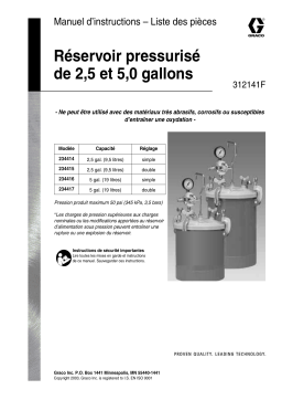 Graco 312141F - 2.5 and 5.0 Gallon Pressure Tank Manuel du propriétaire