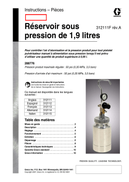 Graco 312111a , Réservoir sous pression de 1,9 litres Manuel du propriétaire