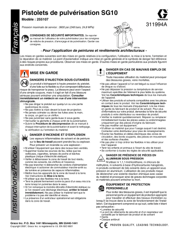 Graco 311994a SG10 Spray Guns Mode d'emploi | Fixfr