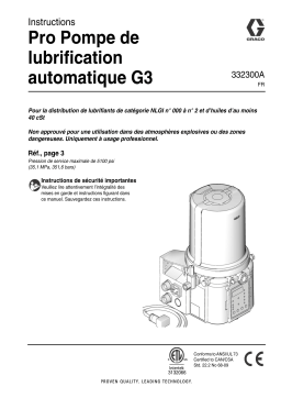 Graco 332300A G3 Pro Automatic Lubrication Pump Mode d'emploi