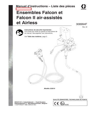 Graco 308994m , Ensembles Falcon et Falcon II air-assistés et Airless  Manuel du propriétaire | Fixfr