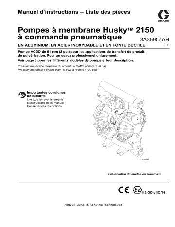 Graco 3A3590ZAH - Pompes à membrane HuskyTM 2150 à commande pneumatique, Manuel d’ Mode d'emploi | Fixfr