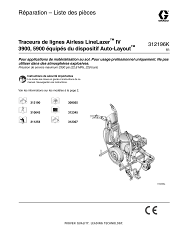 Graco 312196K LineLazer IV 3900, 5900 Auto-Layout System Airless LineStripers Manuel du propriétaire | Fixfr