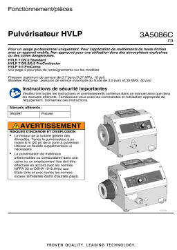 Graco 3A5086C, FinishPro HVLP 7.0/9.0/9.5, Generic, 7.0/9.0 Standard, 7.0/9.0/9.5 ProContractor, 9.5 ProComp, Fonctionnement/pièces, Français, France Manuel du propriétaire