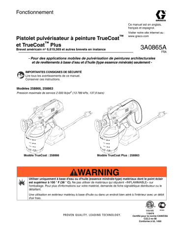 Graco 3A0865A TrueCoat and TrueCoat Plus Paint Sprayers Manuel du propriétaire | Fixfr