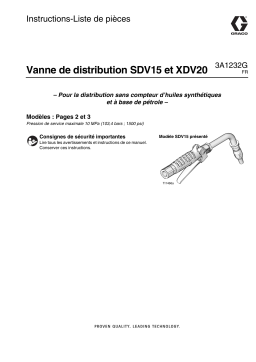 Graco 3A1232G Vanne de distribution SDV15 et XDV20 Manuel du propriétaire