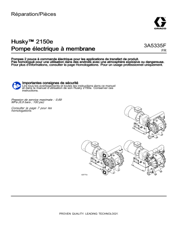 Graco 3A5335F, Pompe électrique à membrane Husky™ 2150e, Réparation/Pièces, Français Manuel du propriétaire | Fixfr