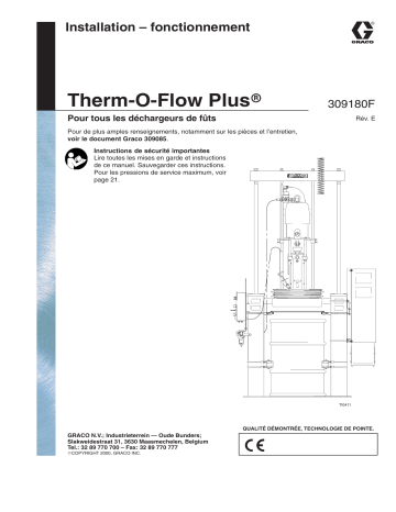Graco 309180e , Fonctionnement déchargeurs de fûts Therm-O-Flow Plus Manuel du propriétaire | Fixfr