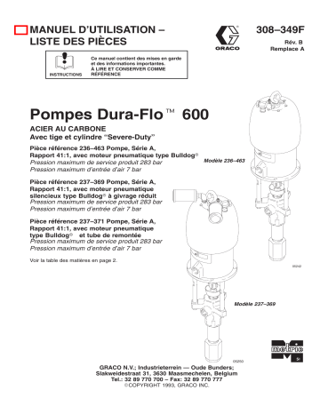 Graco 308349b , Pompes Dura-Flo 600 Manuel du propriétaire | Fixfr
