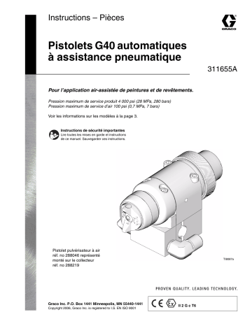 Graco 311655A - Automatic G40 Air Assisted Spray Guns Manuel du propriétaire | Fixfr