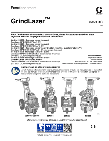 Graco 3A5931C, GrindLazer™, Fonctionnement, Français Manuel du propriétaire | Fixfr