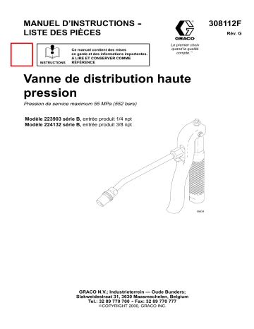 Graco 308112g , Vanne de distribution haute pression Manuel du propriétaire | Fixfr