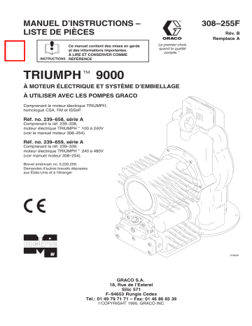 Graco 308255b , Réciprocateur à moteur électrique Triumph 9000 Manuel du propriétaire | Fixfr