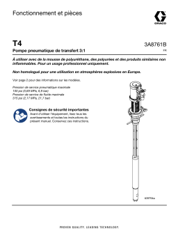 Graco 3A8761B, Pompe pneumatique de transfert T4 3:1, Fonctionnement et Pièces, français Manuel du propriétaire