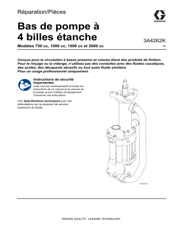 Graco 3A4262K, Bas de pompe à 4 billes étanches, Réparation/Pièces, français Manuel du propriétaire | Fixfr
