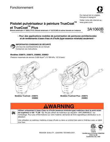 Graco 3A1060B TrueCoat and TrueCoat Plus Paint Sprayers Manuel du propriétaire | Fixfr