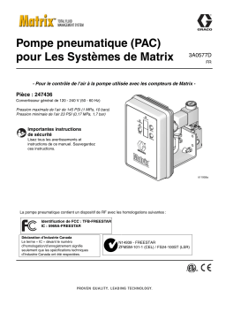 Graco 3A0577D, Pump Air Control (PAC) for Matrix Systems Manuel du propriétaire