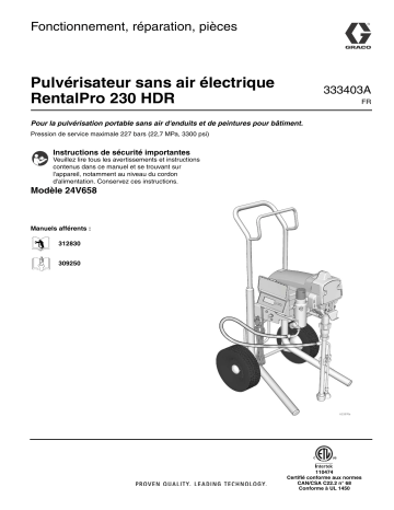 Graco 333403A - Repair, Parts for RentalPro 230 HDR Electric Airless Sprayer Manuel du propriétaire | Fixfr