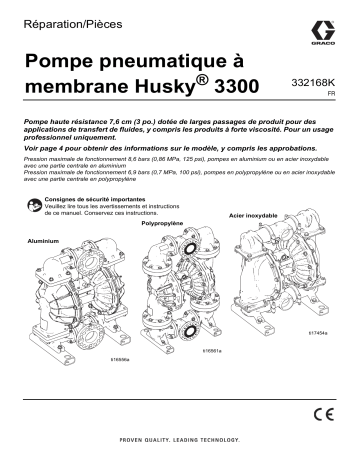 Graco 332168K, Pompe pneumatique à membrane Husky 3300, Réparation/Pièces Manuel du propriétaire | Fixfr