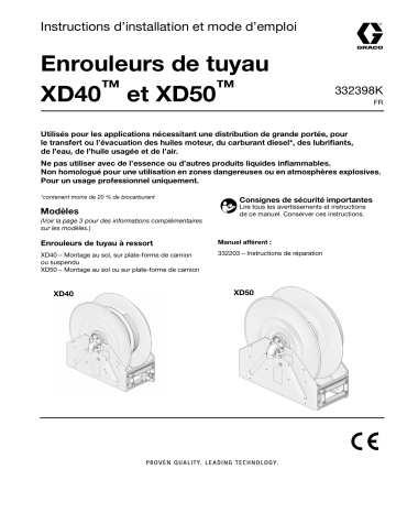 Graco 332398K, Enrouleurs de tuyau XD40™ et XD50™ Mode d'emploi | Fixfr