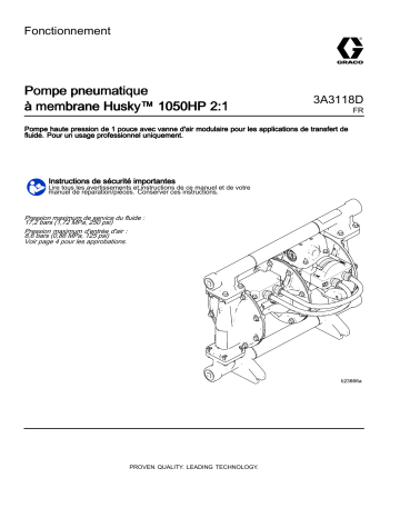 Graco 3A3118D, Pompe pneumatique à membrane Husky™ 1050HP 2:1, Fonctionnement Manuel du propriétaire | Fixfr