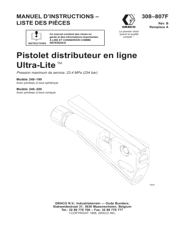 Graco 308807B, Pistolet distributeur Mode d'emploi | Fixfr