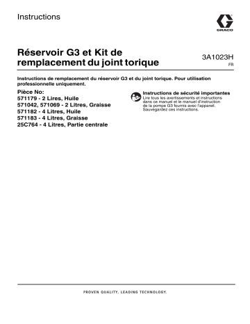 Graco 3A1023H G3 Reservoir and O-Ring Replacment Kit Manuel du propriétaire | Fixfr