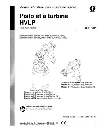 Graco 313188P HVLP-Turbine Gun Mode d'emploi | Fixfr